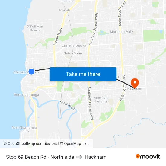 Stop 69 Beach Rd - North side to Hackham map