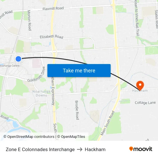 Zone E Colonnades Interchange to Hackham map