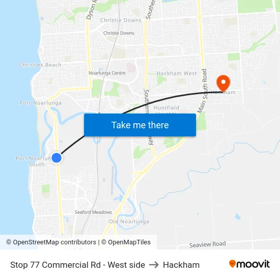Stop 77 Commercial Rd - West side to Hackham map