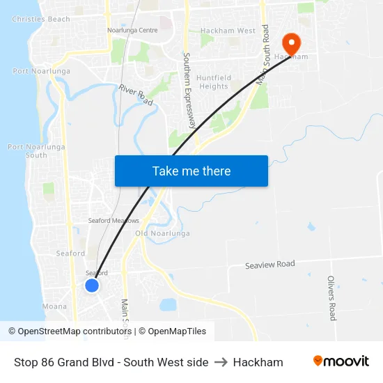 Stop 86 Grand Blvd - South West side to Hackham map