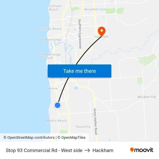 Stop 93 Commercial Rd - West side to Hackham map