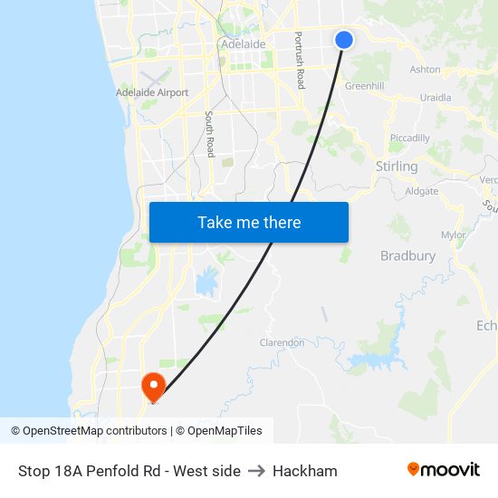 Stop 18A Penfold Rd - West side to Hackham map