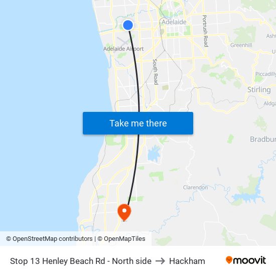 Stop 13 Henley Beach Rd - North side to Hackham map