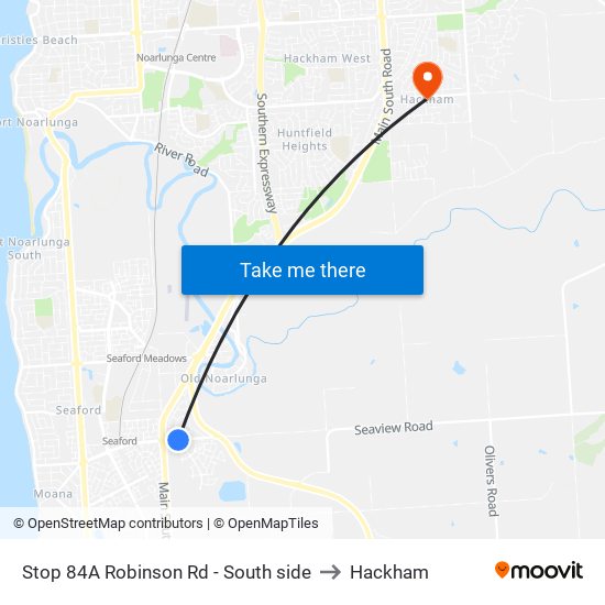 Stop 84A Robinson Rd - South side to Hackham map