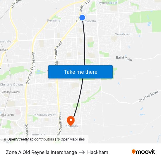 Zone A Old Reynella Interchange to Hackham map