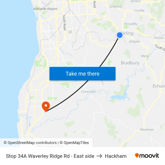 Stop 34A Waverley Ridge Rd - East side to Hackham map