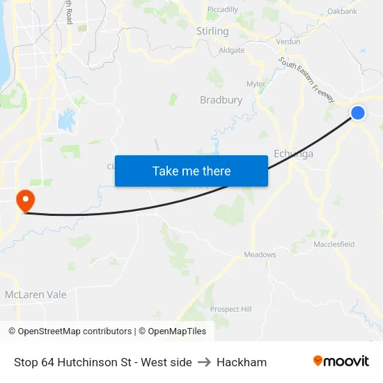 Stop 64 Hutchinson St - West side to Hackham map