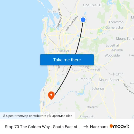 Stop 70 The Golden Way - South East side to Hackham map