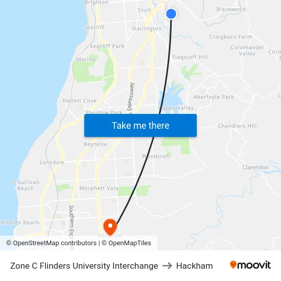 Zone C Flinders University Interchange to Hackham map