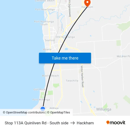 Stop 113A Quinliven Rd - South side to Hackham map