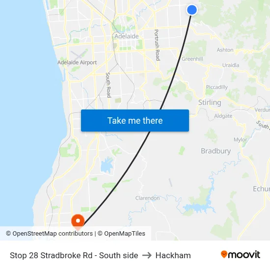 Stop 28 Stradbroke Rd - South side to Hackham map