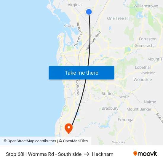 Stop 68H Womma Rd - South side to Hackham map
