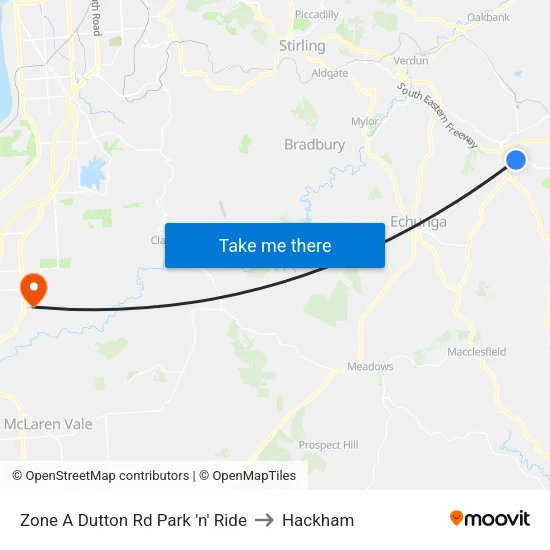 Zone A Dutton Rd Park 'n' Ride to Hackham map