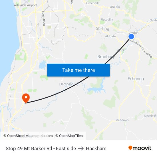 Stop 49 Mt Barker Rd - East side to Hackham map