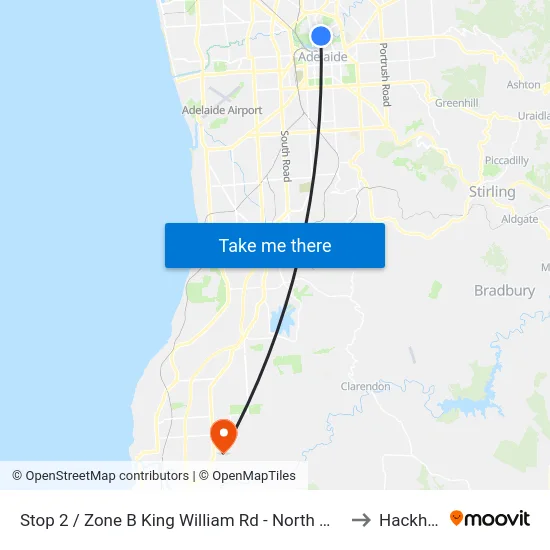 Stop 2 / Zone B King William Rd - North West side to Hackham map