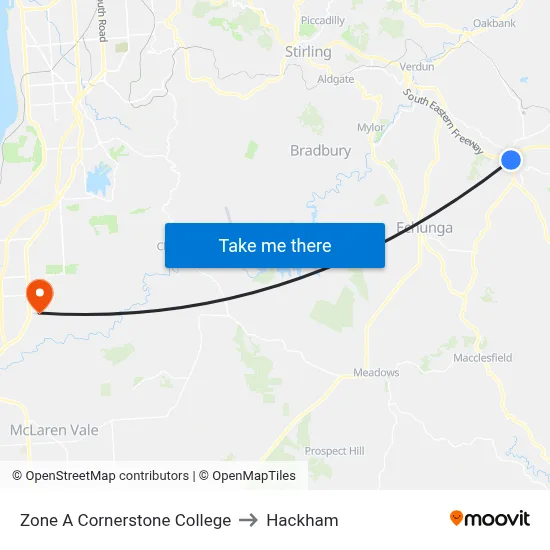 Zone A Cornerstone College to Hackham map
