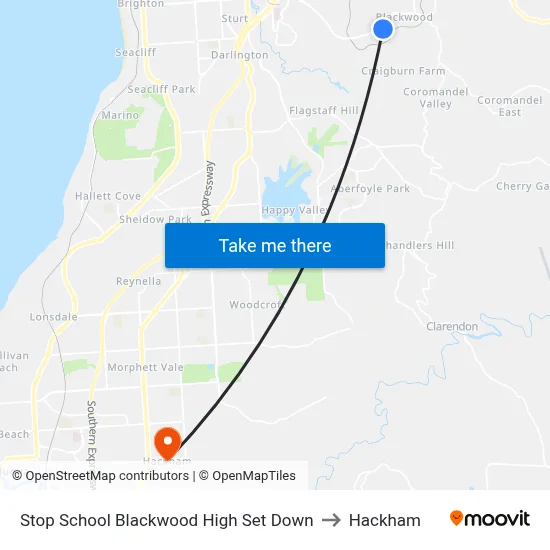Stop School Blackwood High Set Down to Hackham map