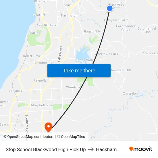 Stop School Blackwood High Pick Up to Hackham map