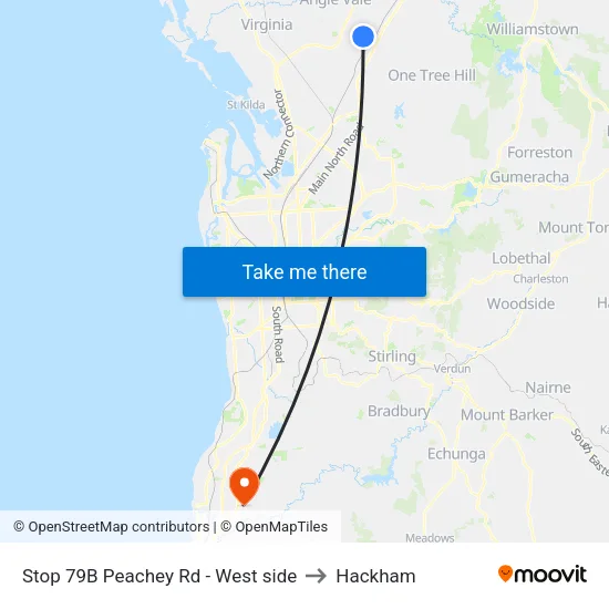Stop 79B Peachey Rd - West side to Hackham map