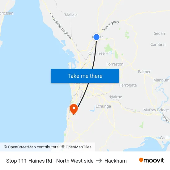 Stop 111 Haines Rd - North West side to Hackham map