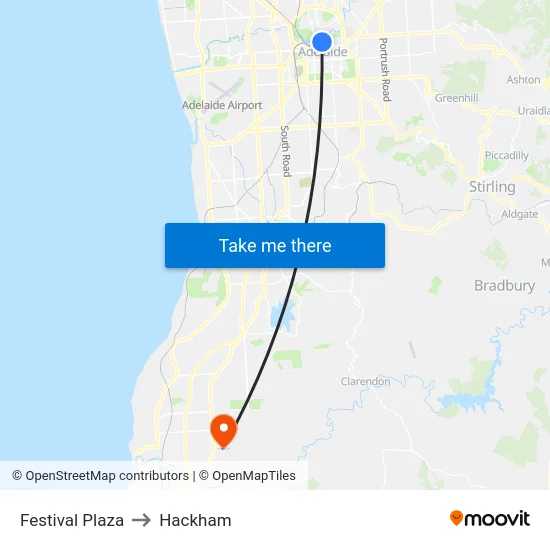 Festival Plaza to Hackham map