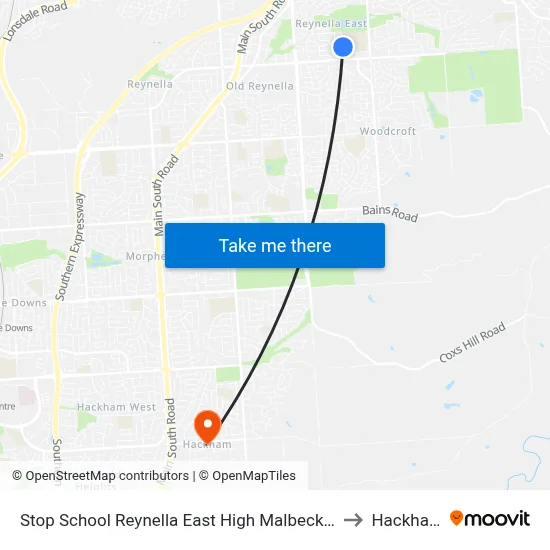Stop School Reynella East High Malbeck Dr to Hackham map