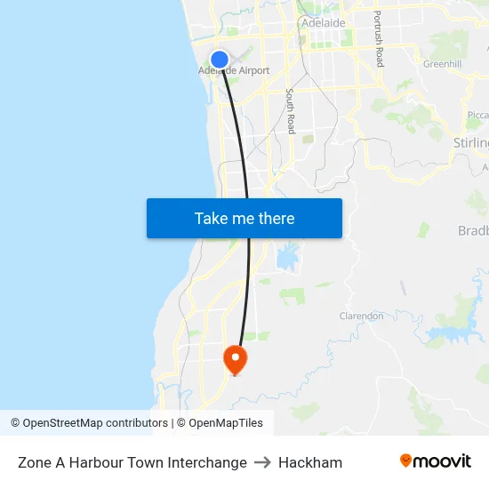 Zone A Harbour Town Interchange to Hackham map