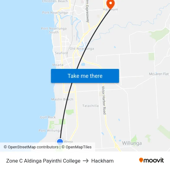 Zone C Aldinga Payinthi College to Hackham map