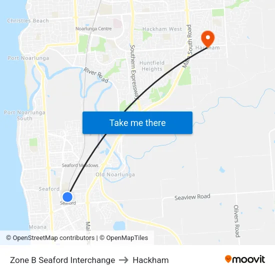 Zone B Seaford Interchange to Hackham map