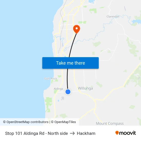 Stop 101 Aldinga Rd - North side to Hackham map
