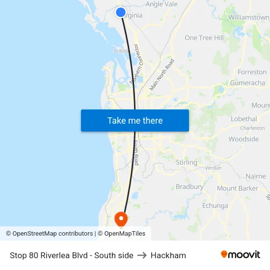 Stop 80 Riverlea Blvd - South side to Hackham map