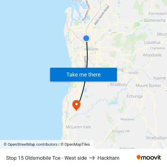 Stop 15 Oldsmobile Tce - West side to Hackham map