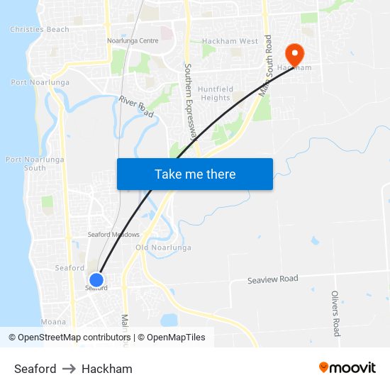 Seaford to Hackham map