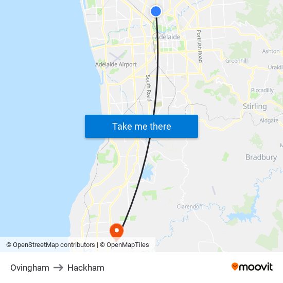 Ovingham to Hackham map