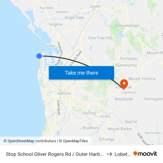 Stop School Oliver Rogers Rd / Outer Harbor Railway to Lobethal map