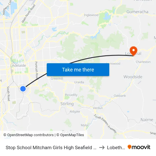 Stop School Mitcham Girls High Seafield Av to Lobethal map