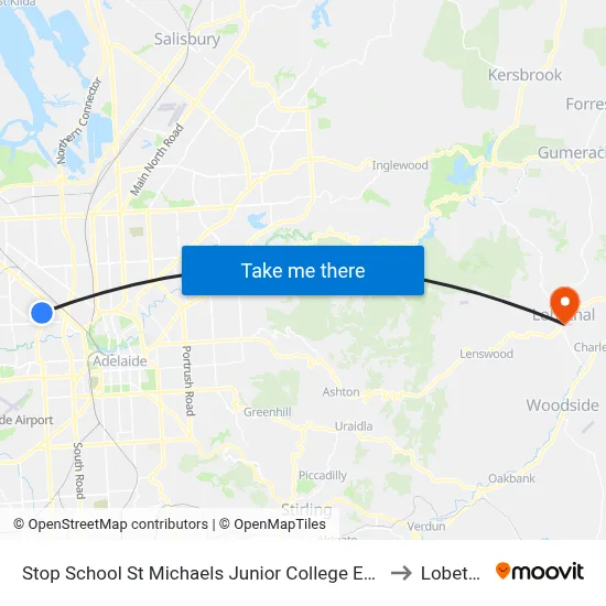 Stop School St Michaels Junior College East Av to Lobethal map