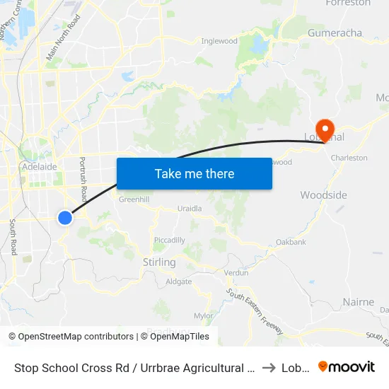 Stop School Cross Rd / Urrbrae Agricultural High School - North side to Lobethal map