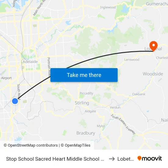Stop School Sacred Heart Middle School Percy Av to Lobethal map