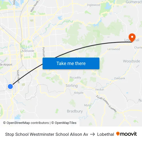 Stop School Westminster School Alison Av to Lobethal map