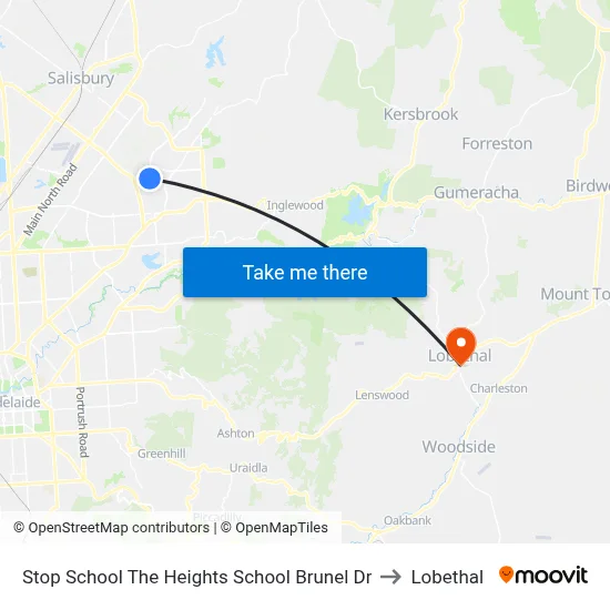 Stop School The Heights School Brunel Dr to Lobethal map