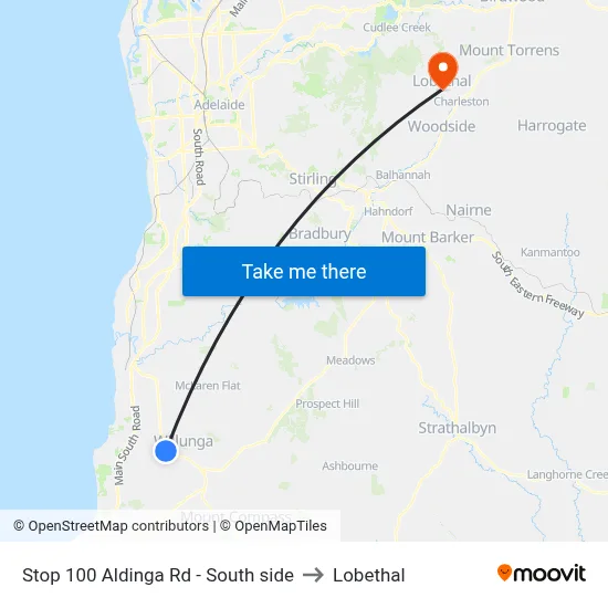 Stop 100 Aldinga Rd - South side to Lobethal map