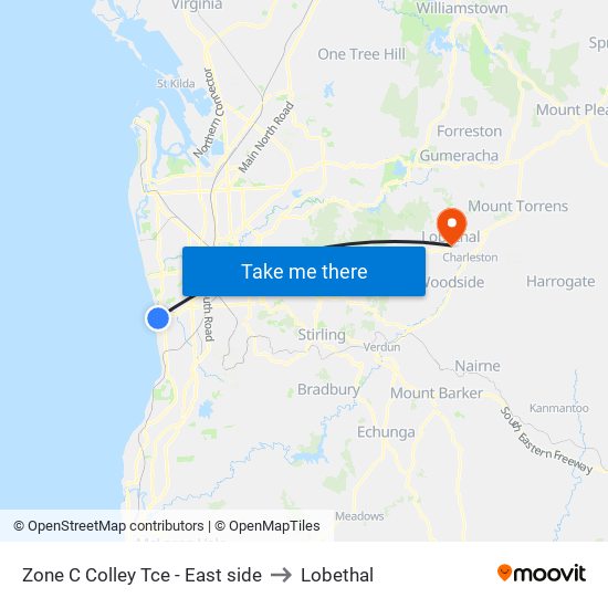 Zone C Colley Tce - East side to Lobethal map