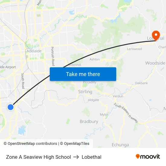 Zone A Seaview High School to Lobethal map