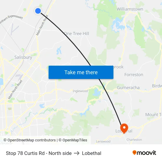 Stop 78 Curtis Rd - North side to Lobethal map