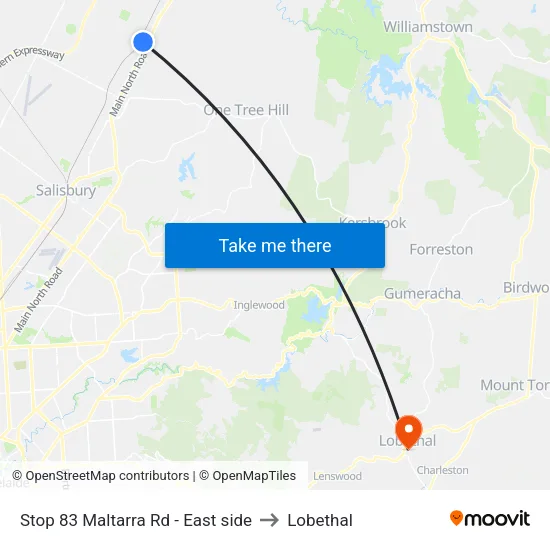 Stop 83 Maltarra Rd - East side to Lobethal map