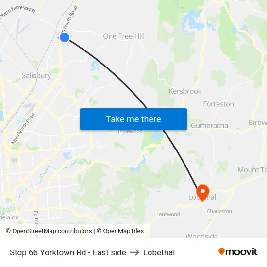 Stop 66 Yorktown Rd - East side to Lobethal map