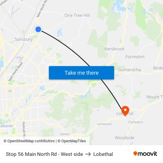 Stop 56 Main North Rd - West side to Lobethal map