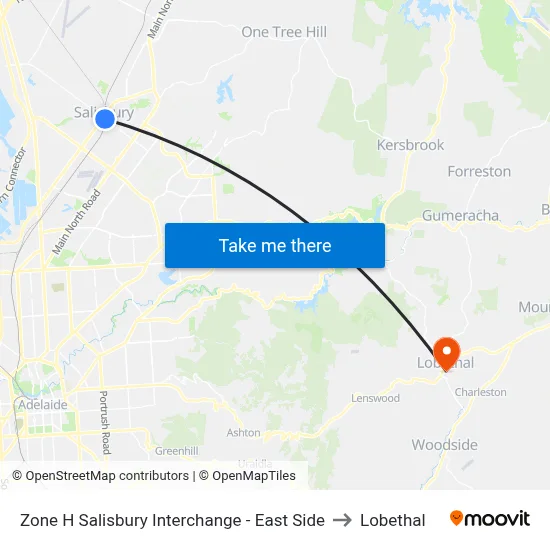 Zone H Salisbury Interchange - East Side to Lobethal map