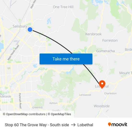 Stop 60 The Grove Way - South side to Lobethal map